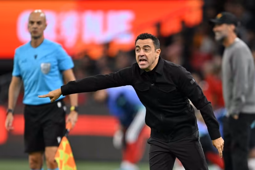 Netherlands' coach Xavi Hernandez gestures during the UEFA Nations League (League A, Group A2) football match between Netherlands and Germany at Johan Cruijff ArenA in Amsterdam on September 24, 2026. NICOLAS TUCAT / AFP