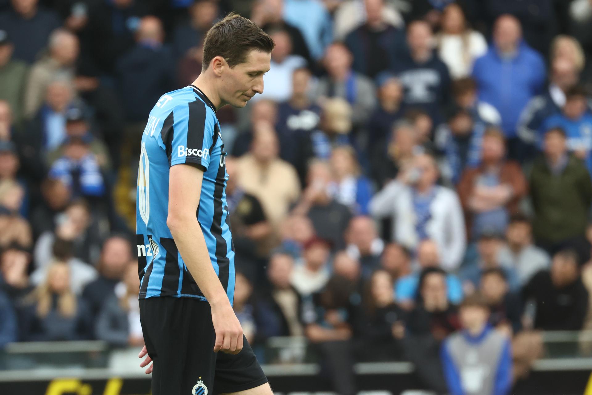 Club's Hans Vanaken looks dejected during a soccer match between Club Brugge and Royal Antwerp FC, Sunday 25 May 2025 in Brugge, on day 10 (out of 10) of the Champions' Play-offs of the 2024-2025 'Jupiler Pro League' first division of the Belgian championship. BELGA PHOTO BRUNO FAHY