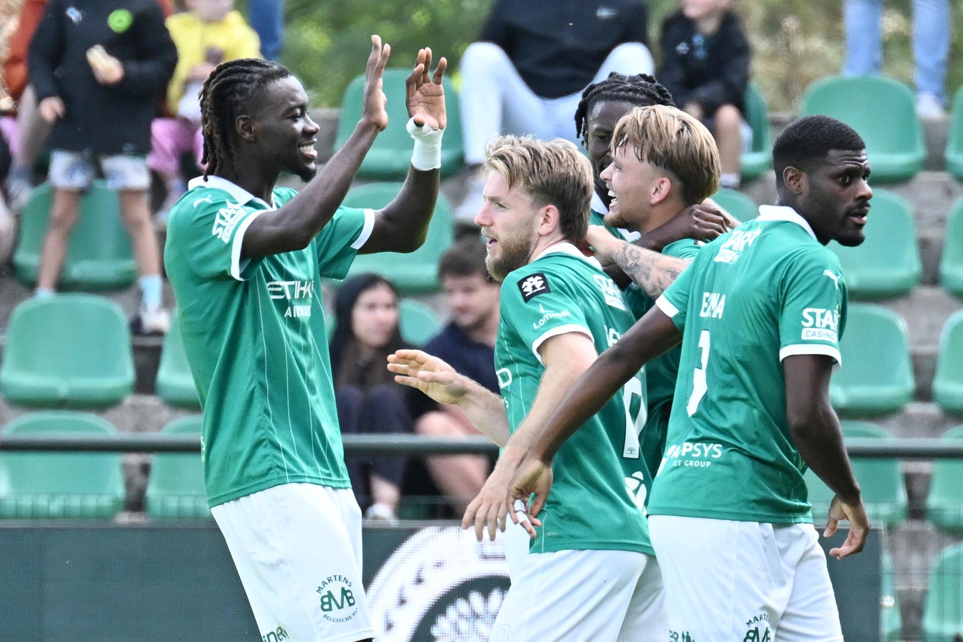 Lommel's Tom Reyners celebrate after scoring the 1-0 goal during a soccer match between Lommel SK and KVC Westerlo, Sunday 23 August 2026 in Lommel, on day 3 of the 2026-2027 'Jupiler Pro League' first division of the Belgian championship. BELGA PHOTO MAARTEN STRAETEMANS