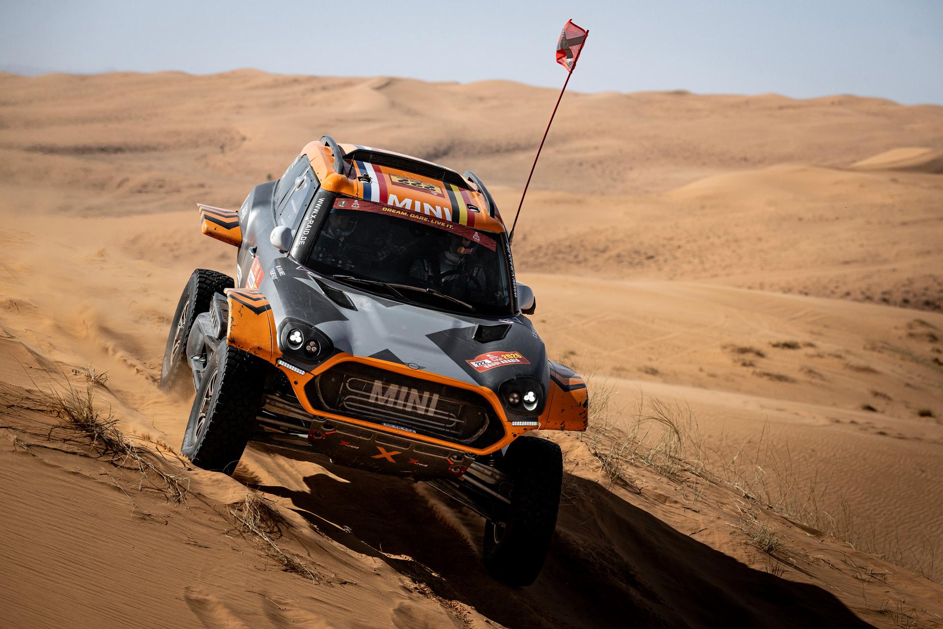 ATTENTION EDITORS - HAND OUT PICTURES - EDITORIAL USE ONLY - MANDATORY CREDIT: 'SIMON BAUCHAU' Hand out picture released by Eric Dupain shows Guillaum de Mevius and Mathieu Baumel in action during stage 6 of the 2026 Dakar rally race in Ha'Il, Saudi Arabia on Friday 09 January 2026. *** Belga and Belga Editorial Board decline all responsibility regarding the content of this picture. *** PHOTO HAND OUT - SIMON BAUCHAU