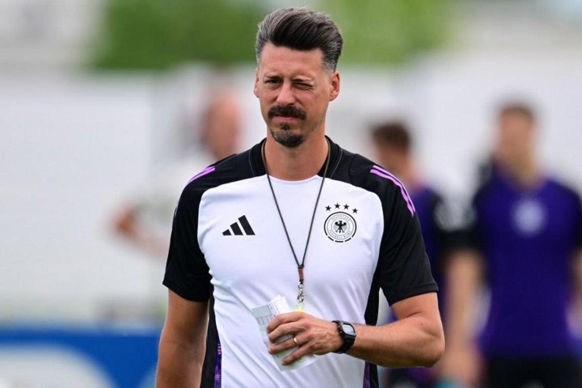 Germany's assistant coach Sandro Wagner attends a MD-1 training session at the team's base camp in Herzogenaurach, on June 28, 2024, on the eve of their Euro 2024 Round of 16 football match against Denmark. Tobias SCHWARZ / AFP