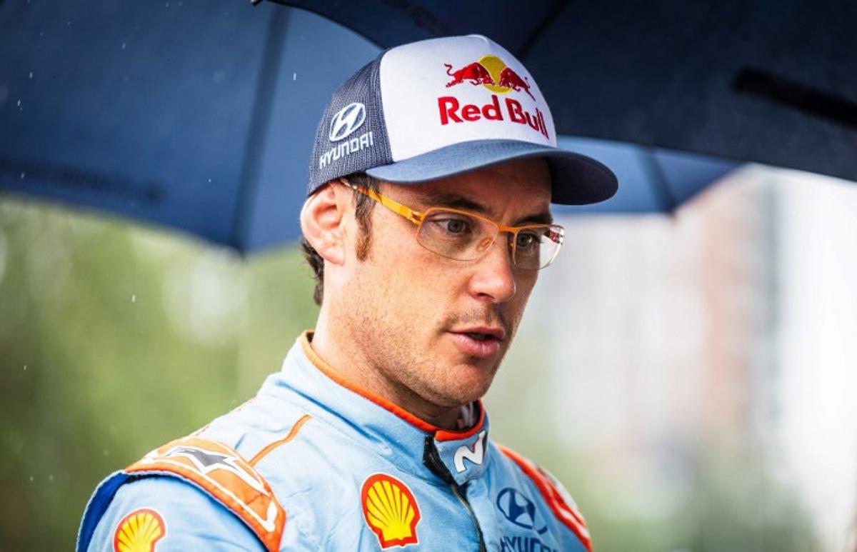 Belgian driver Thierry Neuville is pictured during the regroup section at the WRC Rally Finland in Jyvaskyla, Finland on August 2, 2025. Valtteri Vainio / Lehtikuva / AFP