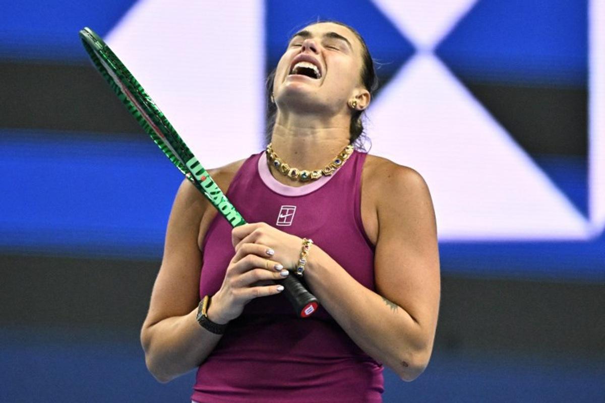 Belarus's Aryna Sabalenka reacts during her women's singles match against Mexico's Renata Zarazua at the China Open tennis tournament in Beijing on October 2, 2026. Pedro PARDO / AFP