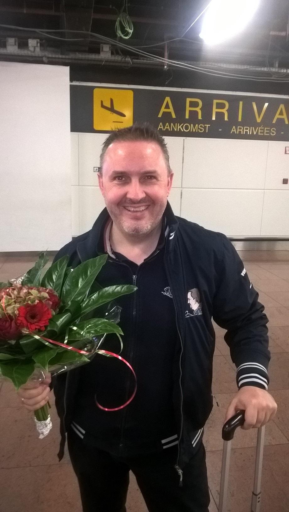 ATTENTION EDITORS - BEST QUALITY AVAILABLE Belgian Frederic Caudron, new world champion, pictured at his arrival at Zaventem airport, back from the world championship in Santa Cruz, Bolivia, Tuesday 14 November 2017. BELGA PHOTO TOON SACRE
