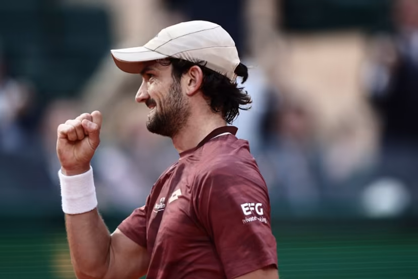 Monaco's Valentin Vacherot reacts as he plays against Australia's Alex De Minaur during the Monte Carlo ATP Masters Series Tournament quarter final tennis match on Court Rainier III at the Monte-Carlo Country Club in Roquebrune-Cap-Martin, south-eastern France on April 10, 2026. Thibaud MORITZ / AFP