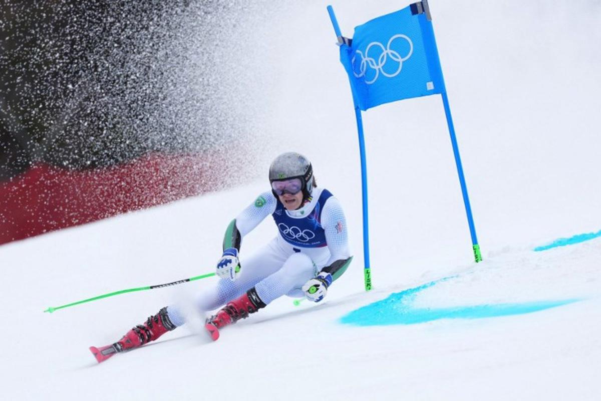 Brazil's Lucas Pinheiro Braathen competes in the first run of the men's giant slalom alpine skiing event during the Milano Cortina 2026 Winter Olympic Games at the Stelvio Ski Centre in Bormio (Valtellina) on February 14, 2026. Dimitar DILKOFF / AFP
