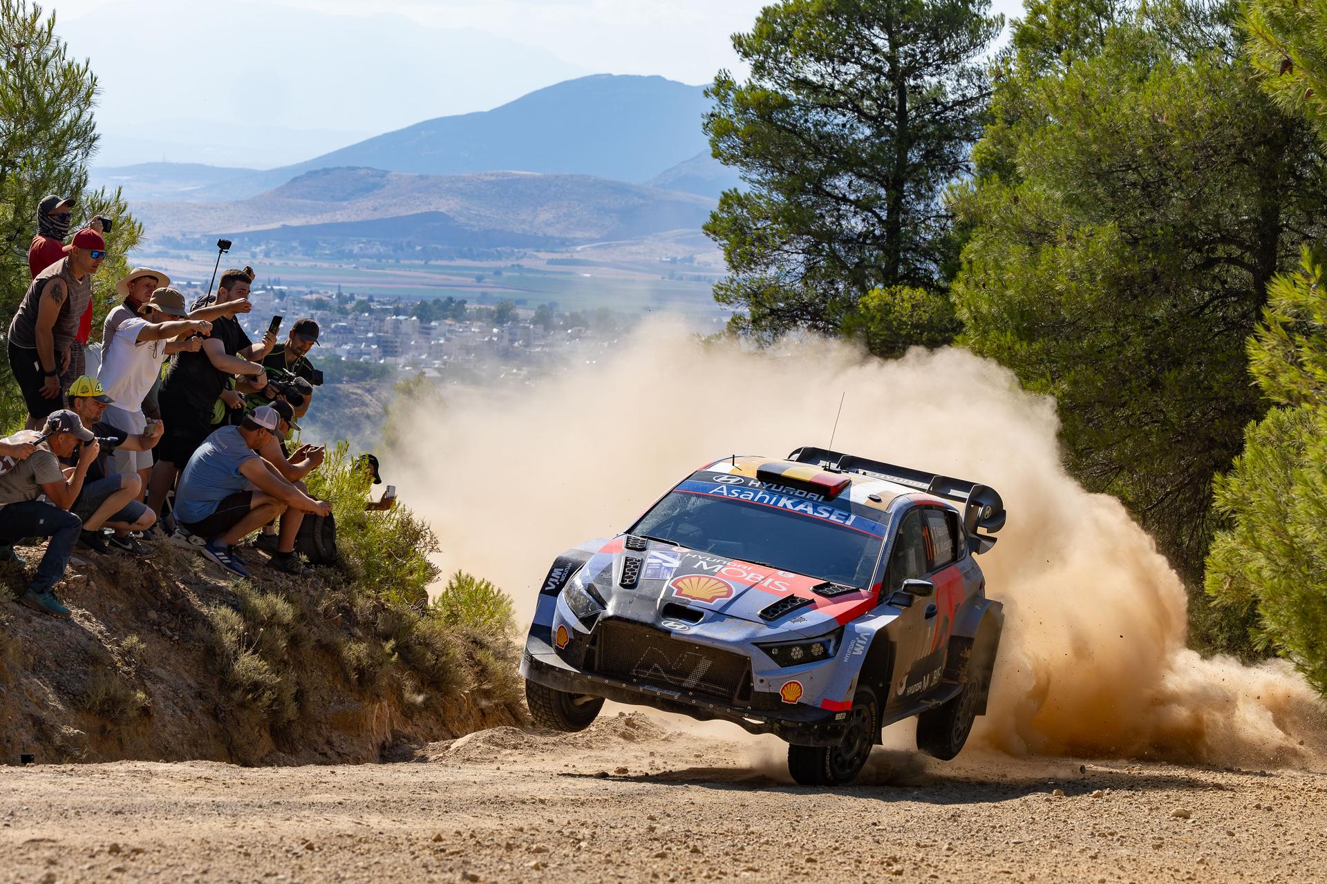 ATTENTION EDITORS - HAND OUT PICTURES - EDITORIAL USE ONLY - MANDATORY CREDIT 'Hyundai Motorsport' This handout picture, distributed by Eric Dupain, shows Thierry Neuville and Martijn Wydaeghe during the WRC EKO Acropolis Rally Greece 2026. PHOTO HANDOUT HYUNDAI MOTORSPORT *** Belga and Belga Editorial Board decline all responsibility regarding the content of this picture. ***