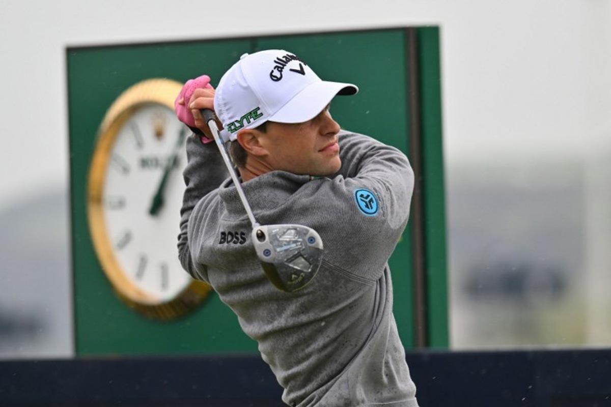 Belgium's Thomas Detry watches his drive from the 17th tee on the opening day of the 153rd Open Championship at Royal Portrush golf club in Northern Ireland on July 17, 2025. ANDY BUCHANAN / AFP