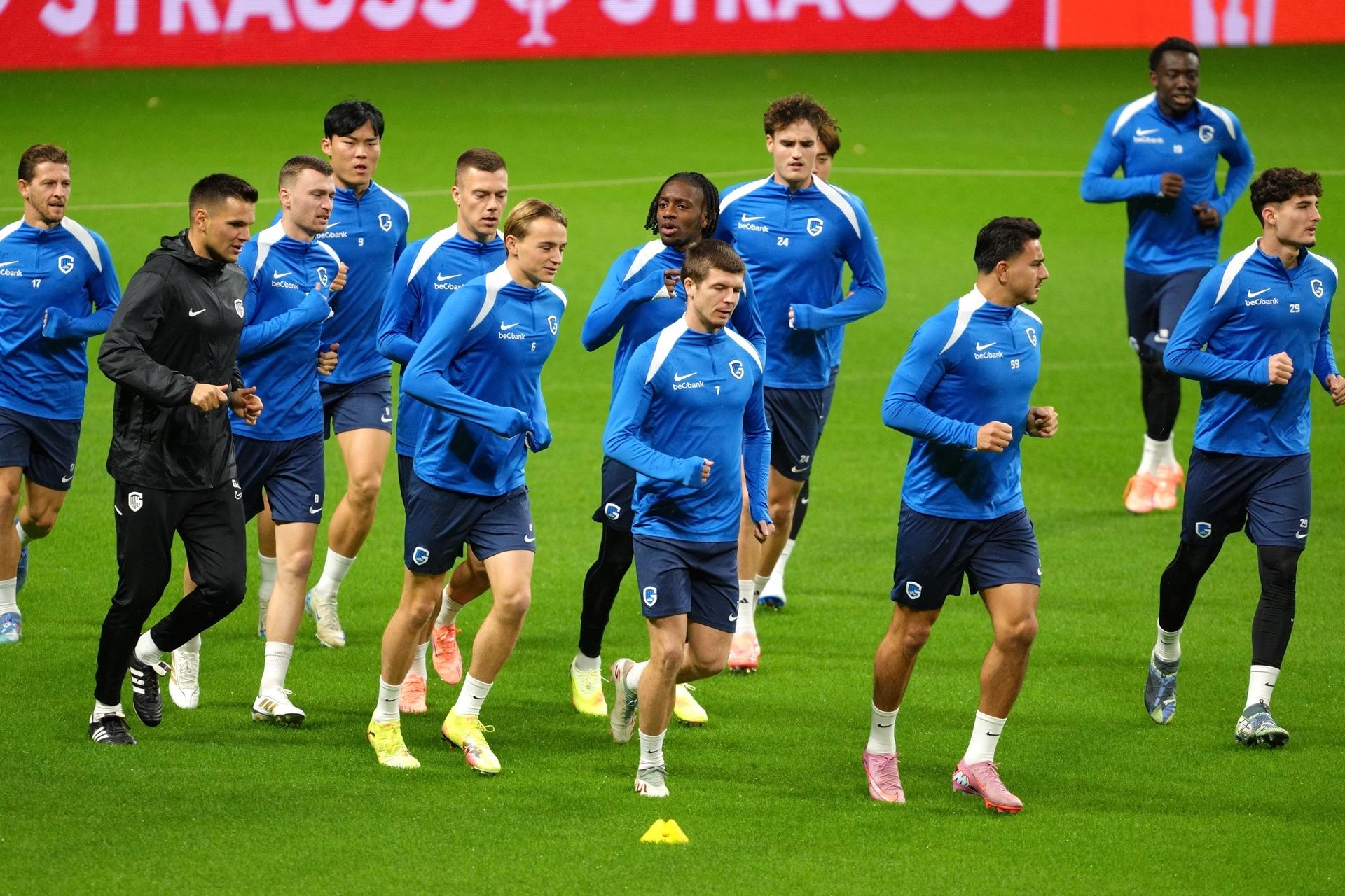 Genk's player pictured during a training session of Belgian soccer team KRC Genk, on Wednesday 05 November 2025, in Braga, Portugal. The team prepares for tomorrow's match against Portugal's SC Braga, fourth game (out of 8) in the league phase of the UEFA Europa League competition. BELGA PHOTO JOMA GARCIA I GISBERT