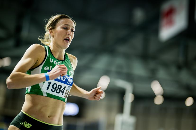 Belgian Paulien Couckuyt pictured in action during the Belgian indoor athletics championships, on Sunday 23 February 2025 in Gent. BELGA PHOTO JASPER JACOBS