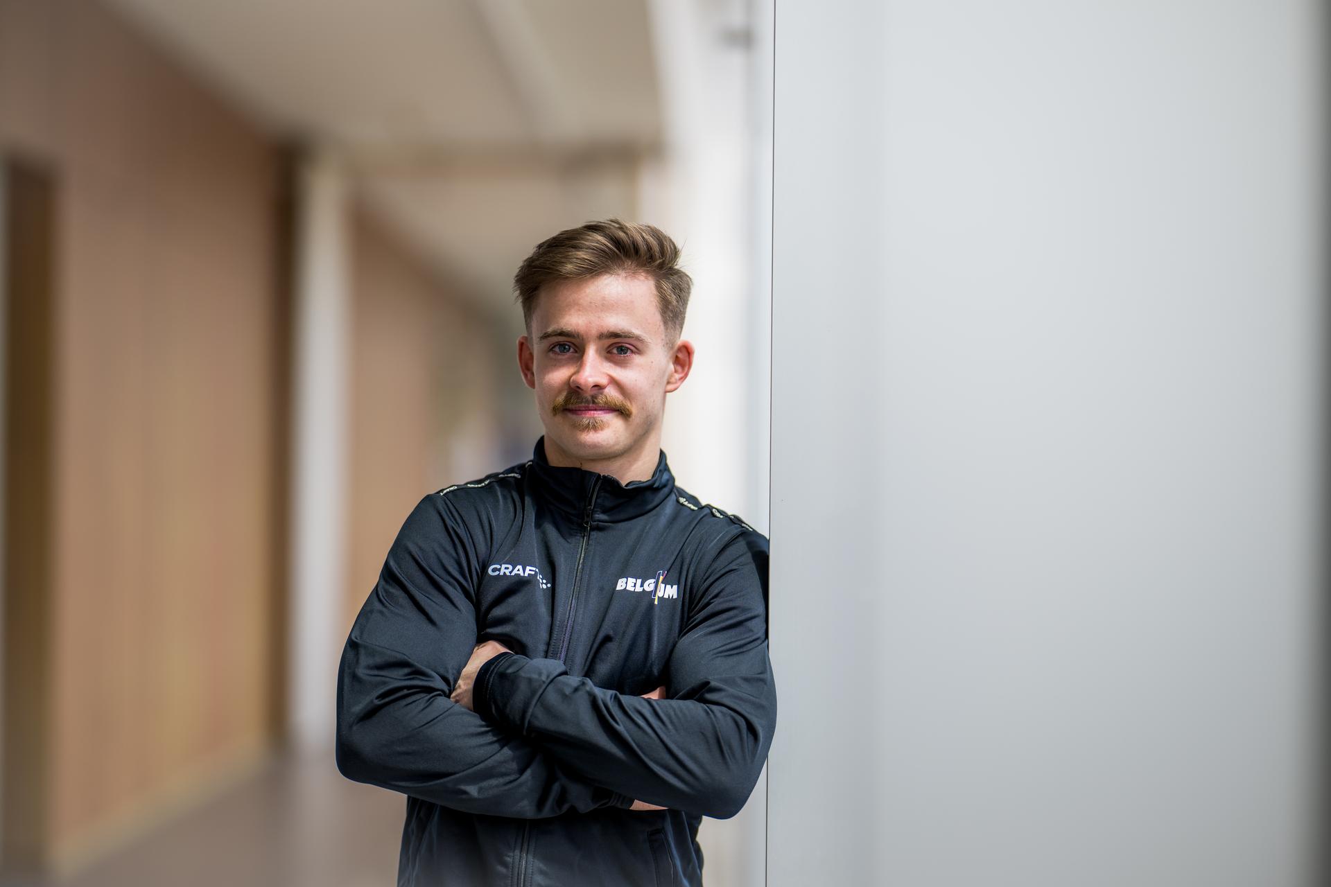 Belgian gymnast Nicola Cuyle poses for the photographer at a press conference to announce the Belgian men's and women's teams that will participate in the European Artistic Gymnastics Championships in Leipzig (26-31/05), in Gent, on Wednesday 21 May 2025. BELGA PHOTO JASPER JACOBS