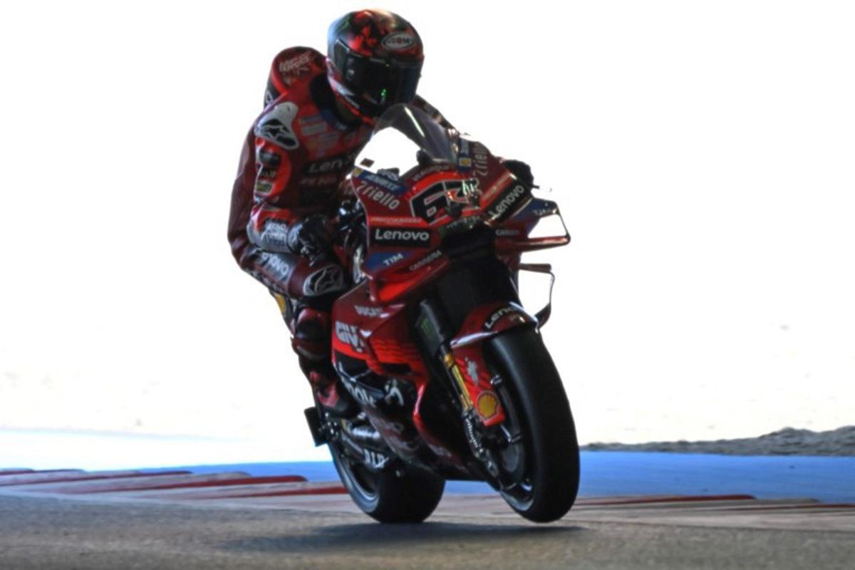 Ducati Lenovo Team rider Francesco Bagnaia of Italy rides his motorcycle during the MotoGP class practice session of the Japanese MotoGP Grand Prix at Mobility Resort Motegi in Motegi, Tochigi prefecture on September 27, 2025. TOSHIFUMI KITAMURA / AFP