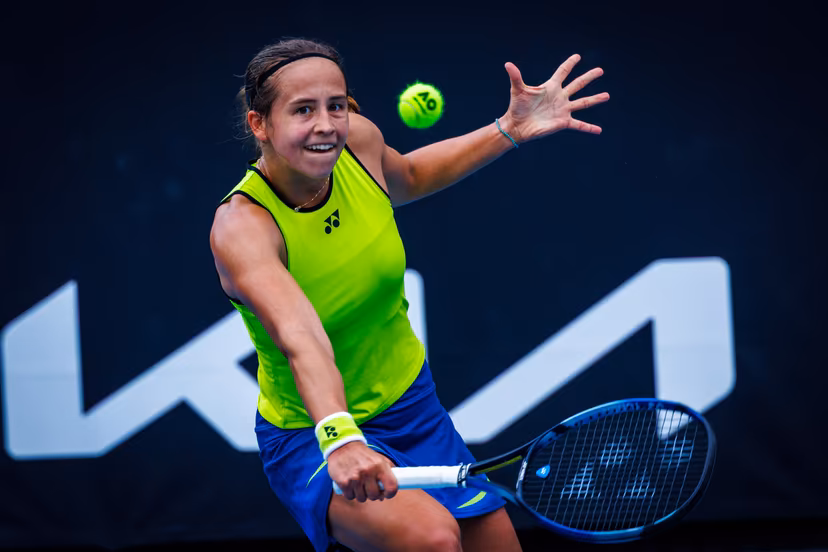 Belgium¿s Hanne Vandewinkel during a qualifying match against USA¿s Carol Young Suh at the Australian Open, Melbourne Park, Melbourne, January 13, 2026. Photo by Patrick Hamilton/SIPA USA) --- BENELUX ONLY ---