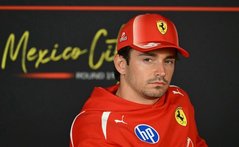 Ferrari Monegasque F1 driver Charles Leclerc gestures during the official Formula One Press conference at the Hermanos Rodriguez racetrack in Mexico City on October 29, 2026. Yuri CORTEZ / AFP