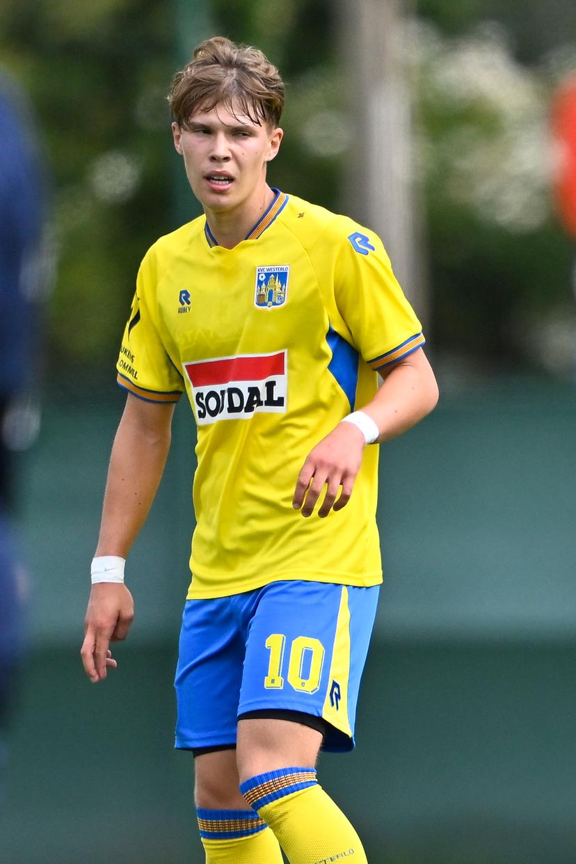 Westerlo's Afonso Patrao pictured during a friendly soccer game between Jupiler Pro League team KVC Westerlo and Saudi Arabian team Al Fahya, on Wednesday 22 July 2026 in Westerlo, in preparation of the upcoming 2026-2027 Belgian soccer season. BELGA PHOTO JOHAN EYCKENS