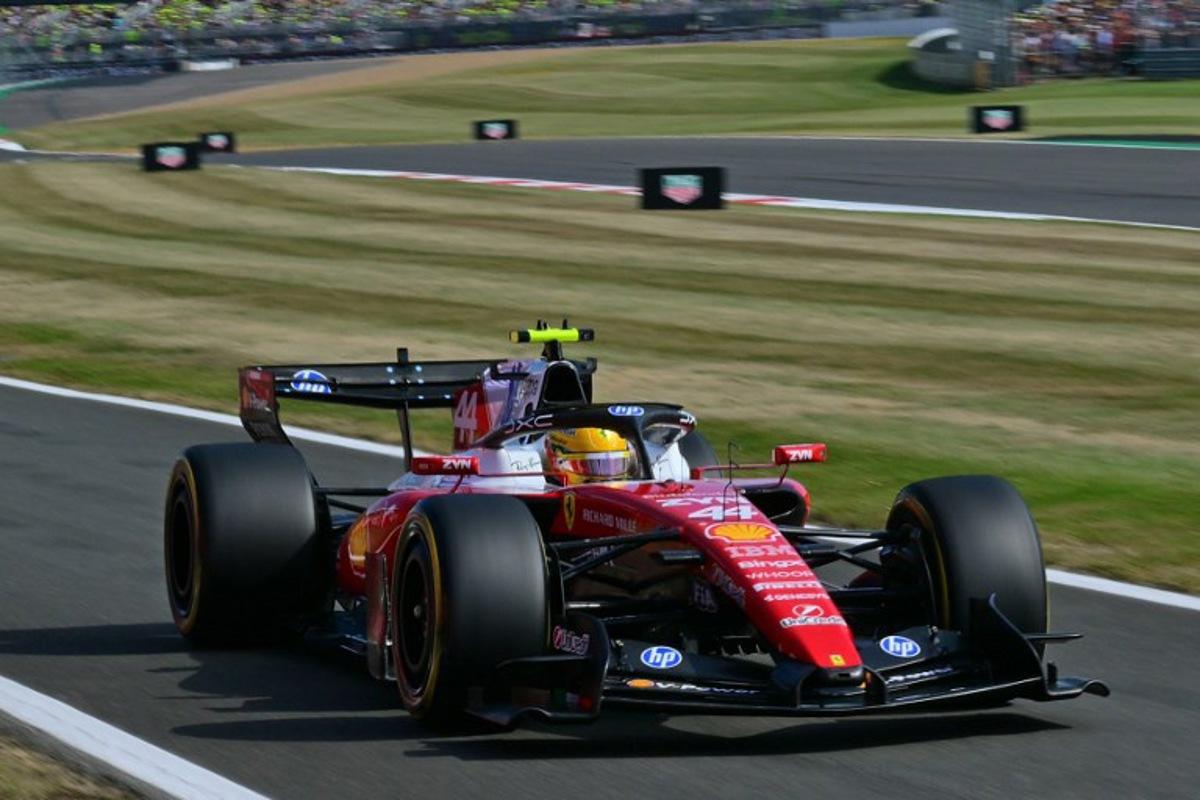 Ferrari's British driver Lewis Hamilton leaves the track during the sprint qualifying session ahead of the Formula One British Grand Prix at the Silverstone motor racing circuit in Silverstone, central England, on July 3, 2026. Andrej ISAKOVIC / AFP