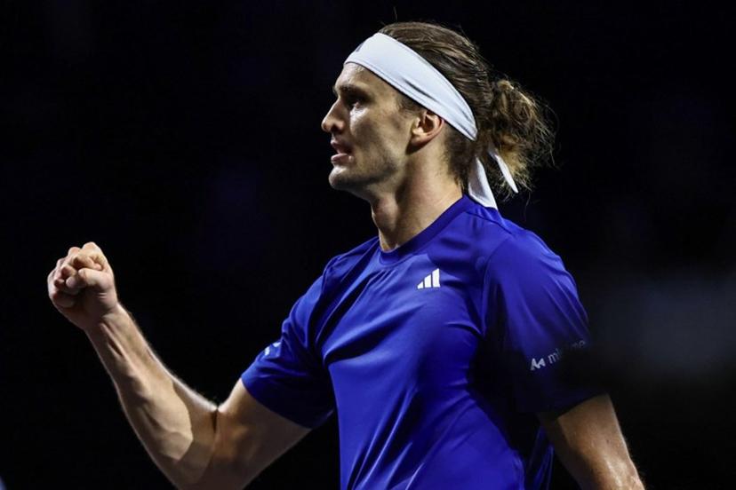 Germany's Alexander Zverev of Team Europe celebrates against USA's Learner Tien of Team World during their 2026 Laver Cup men's singles tennis match, at the O2 Arena in London on September 27, 2026. Henry Nicholls / AFP