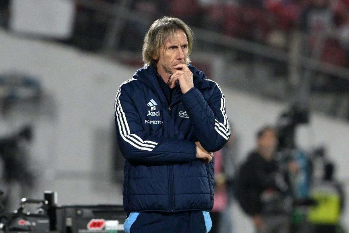 Chile's Argentine head coach Ricardo Gareca gestures during the 2026 FIFA World Cup South American qualifiers football match between Chile and Ecuador at the Nacional Julio Martinez Pradanos stadium in Santiago, on March 25, 2025. Rodrigo ARANGUA / AFP