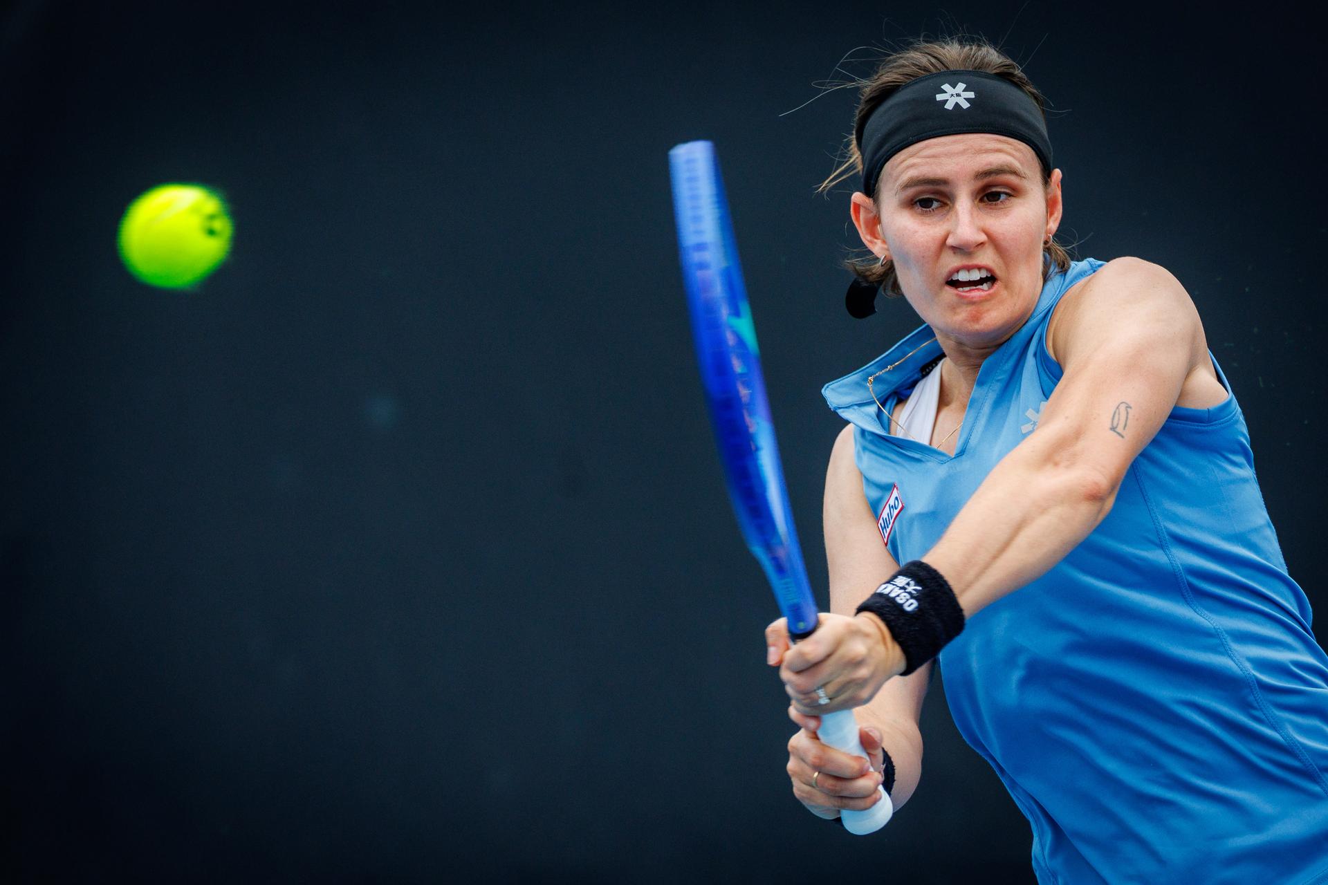 Belgium's Greet Minnen pictured in action during a third round qualifying match against Poland's Linda Klimovicova in the women singles at the Australian Open, Melbourne Park, Melbourne on Thursday 15 January 2026. BELGA PHOTO PATRICK HAMILTON --- BENELUX ONLY ---