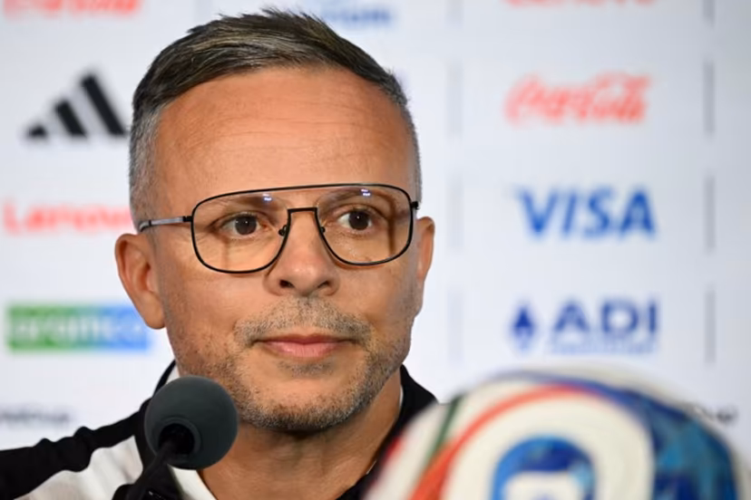Morocco's head coach Mohamed Ouahbi gives an MD-1 press conference at the Houston Stadium in Houston on July 3, 2026, on the eve of the 2026 World Cup round of 16 football match between Canada and Morocco. RONALDO SCHEMIDT / AFP
