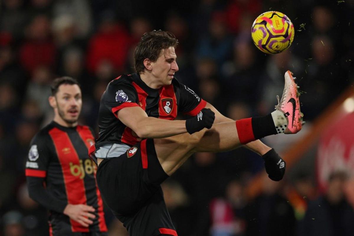 Bournemouth's Ukrainian defender #27 Illia Zabarnyi controls the ball during the English Premier League football match between Bournemouth and West Ham United at the Vitality Stadium in Bournemouth, southern England on December 16, 2024. Adrian Dennis / AFP