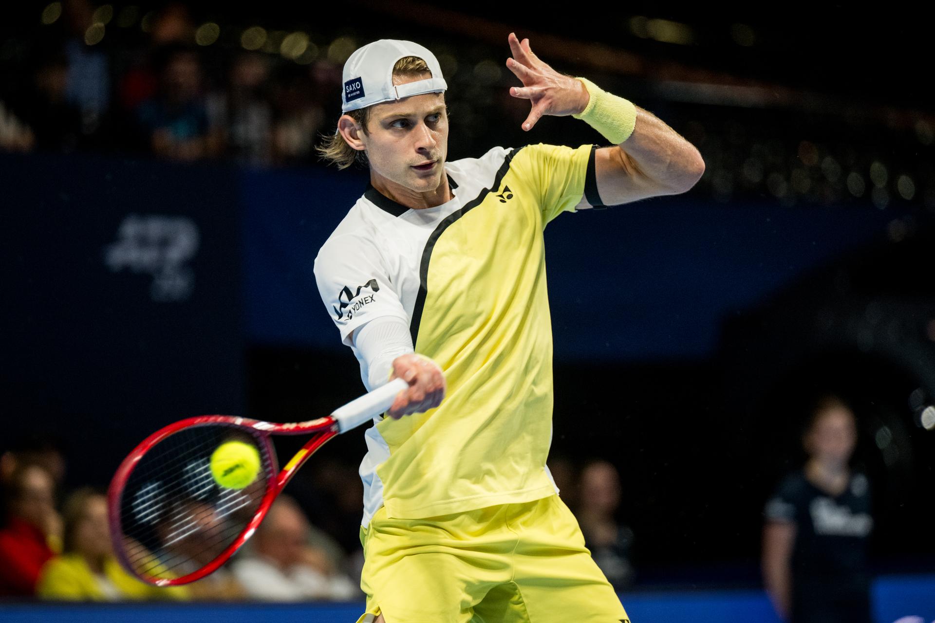 Zizou Bergs of Belgium pictured in action during the European Open ATP tennis tournament in Brussels, on Thursday 22 October. This year's edition of the tournament is taking place from 17 to 25 October BELGA PHOTO JASPER JACOBS