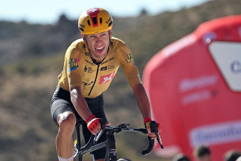 Team Uno-X's Norwegian rider Tobias Johannessen approaches the finish line during the 20th stage of the Vuelta a Espana 2026 cycling tour, a 186,8 km race between La Calahorra and Collado del Alguacil, on September 12, 2026. JORGE GUERRERO / AFP