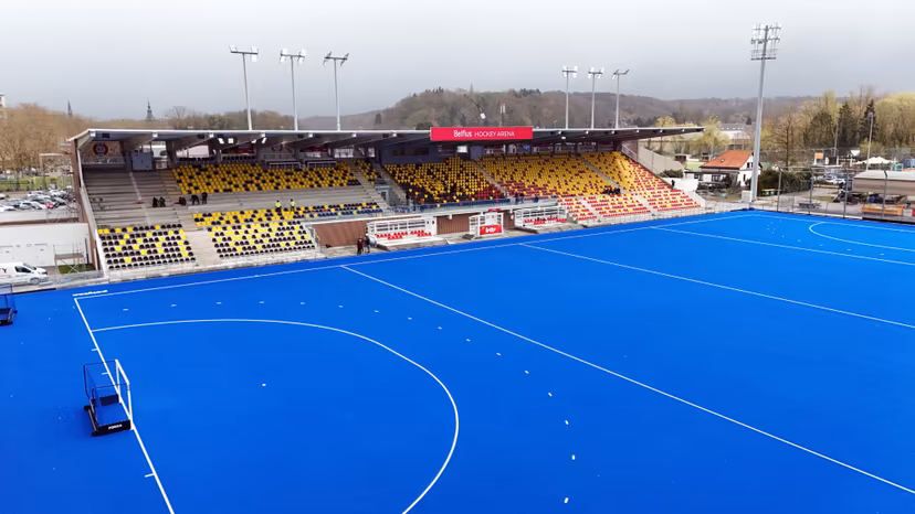 The new Belfius Arena hockey stadium in Wavre opens it's doors to the press on Thursday 26 March 2026. The stadium will be the first facility of its kind in Belgium to be entirely dedicated to field hockey. BELGA PHOTO ERIC LALMAND