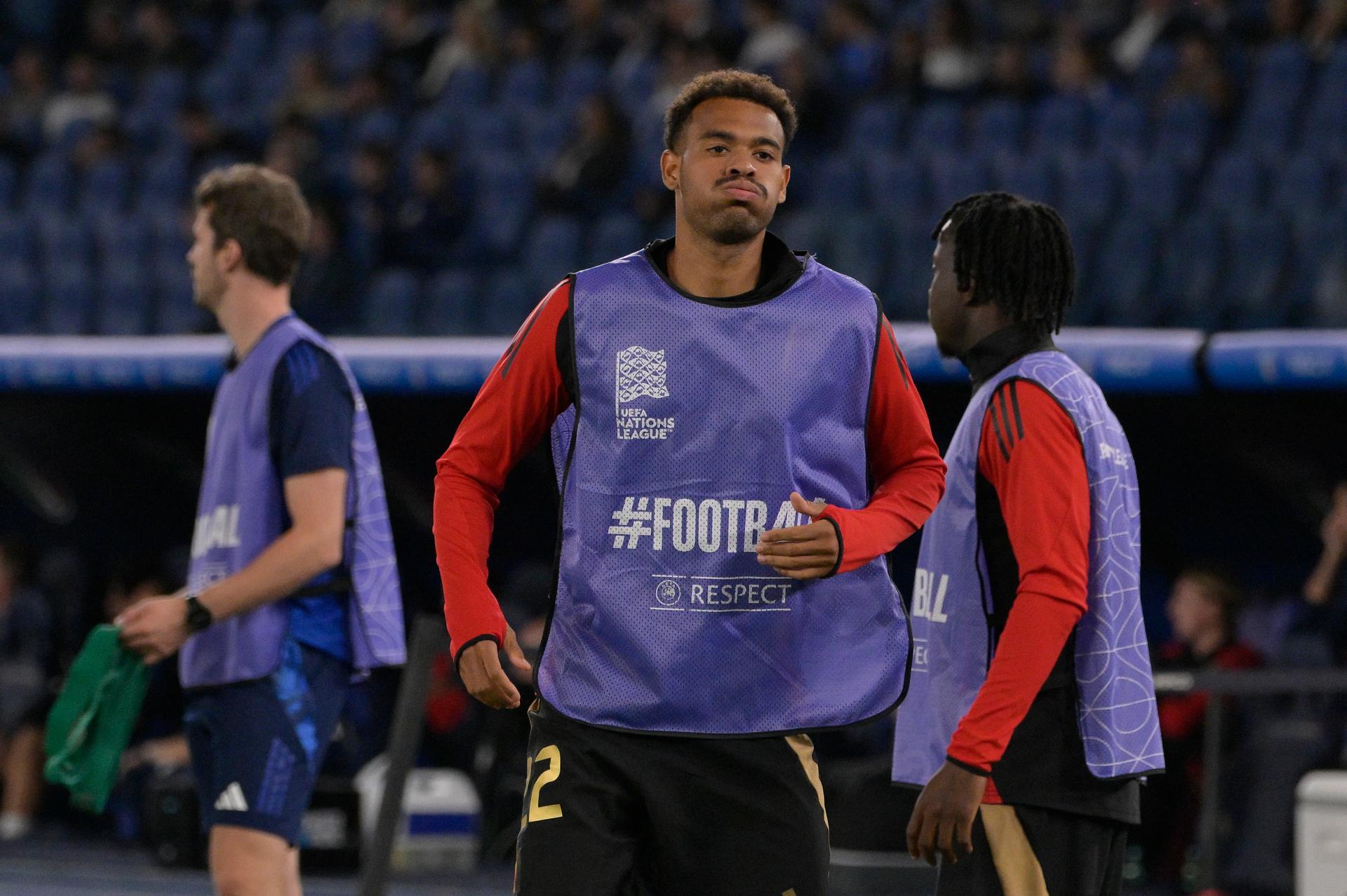 Belgium's Cyril Ngonge during the UEFA Nations League 2024/25 Group 2 qualification football match between Italy and Belgium at the Olimpico stadium in Rome on October 10, 2021. (Photo by Fabrizio Corradetti / LaPresse) BELGIUM ONLY