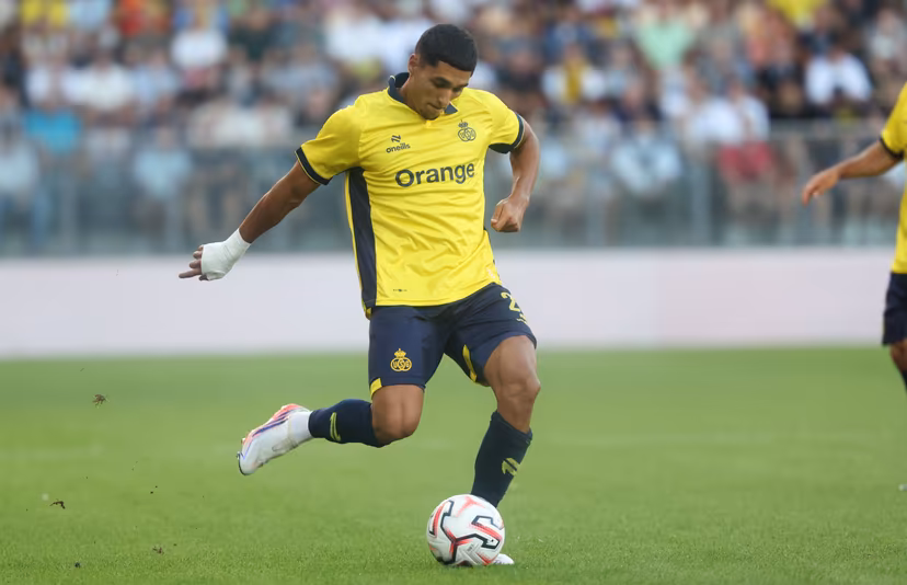 Union's Anan Khalaili fights for the ball during a soccer game between Belgian Royale Union Saint-Gilloise and Norwegian Bodo/Glimt, Tuesday 04 August 2026 in Oostende, in the first leg of the third qualifying round for the UEFA Champions League. BELGA PHOTO VIRGINIE LEFOUR
