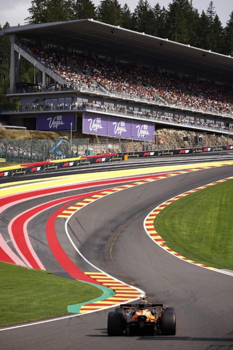 McLaren's British driver Lando Norris takes part in the qualifying session ahead of the Formula One Belgian Grand Prix at the Spa-Francorchamps circuit in Spa, on July 26, 2025. SIMON WOHLFAHRT / AFP