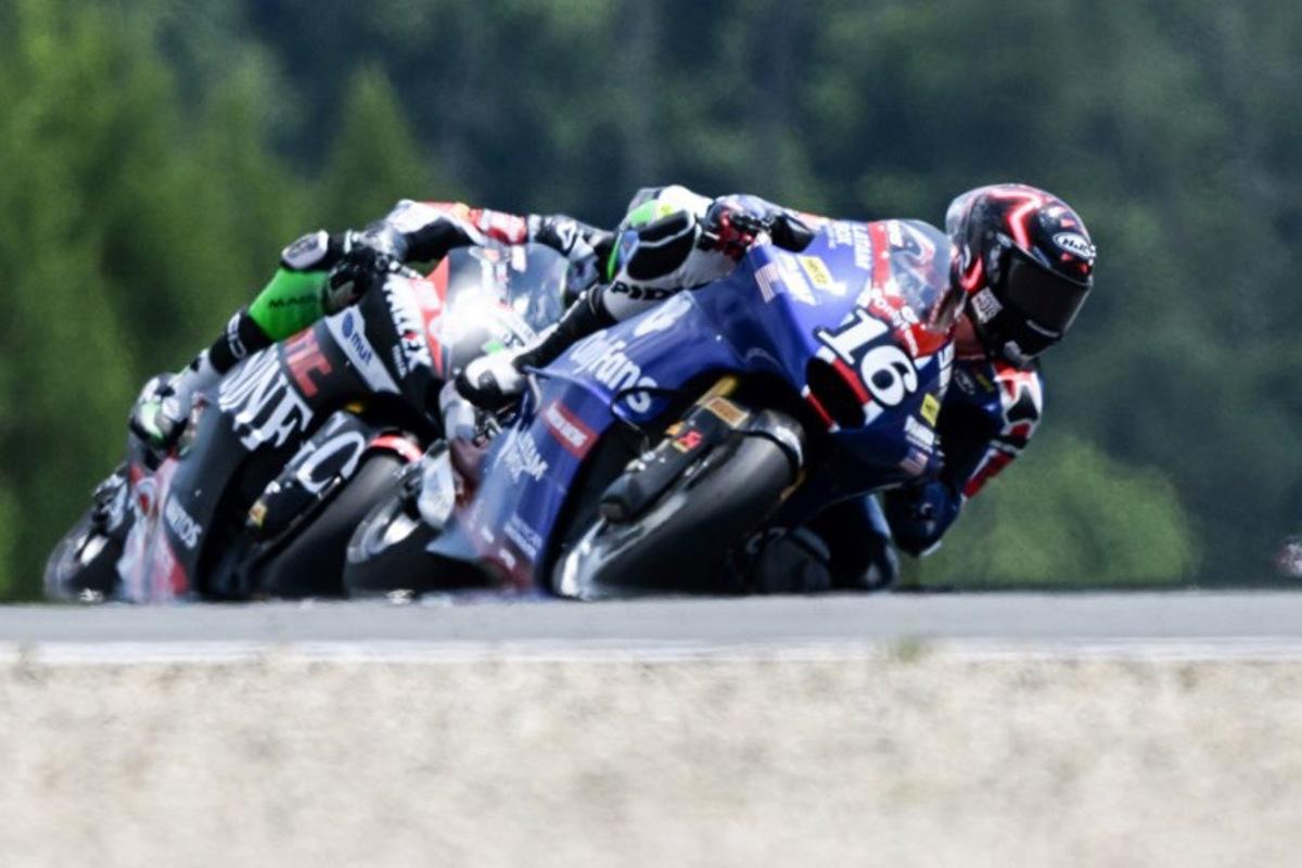 OnlyFans American Racing Moto2 team's US rider Joe Roberts (R) competes ahead of Fantic Racing Moto2 team's Belgian rider Barry Baltus during the Moto 2 Czech Grand Prix at Masaryk circuit in Brno on July 20, 2025. Michal Cizek / AFP