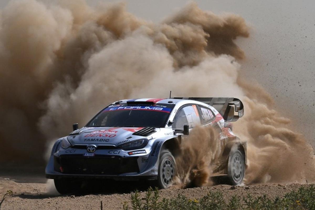 France's Sebastien Ogier and co-driver France's Vincent Landais drive their Toyota GR Yaris Rally 1 as they compete in the SS7 special between Ciluna and Loelle during the 22nd edition of the Rally Italia Sardegna, 6th round of the FIA World Rally Championship (WRC), near Budusso, Sardinia, on June 7, 2025. Andreas SOLARO / AFP
