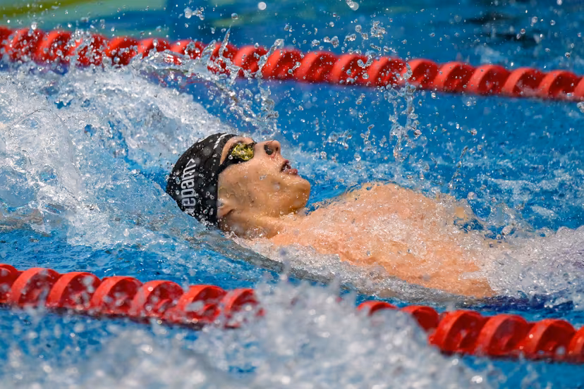 Belgian Noah Verreth pictured in action during the men's 100m backstroke at the Open Belgian Swimming Championships 2026 (15-17/05), in Antwerp, on Sunday 17 May 2026. BELGA PHOTO DAVID PINTENS