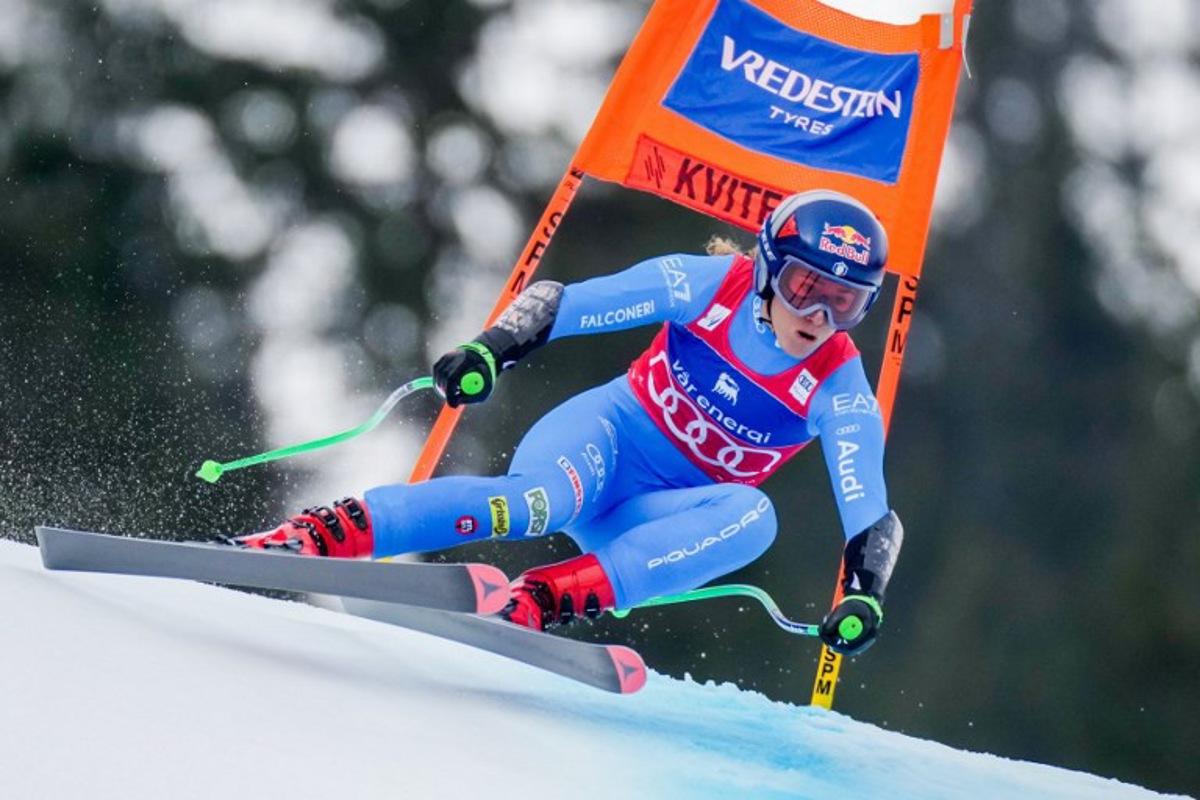 Italy's Sofia Goggia competes during the women's FIS Ski World Cup super-G event in Kvitfjell, near Lillehammer, Norway on March 22, 2026. Cornelius Poppe / NTB / AFP