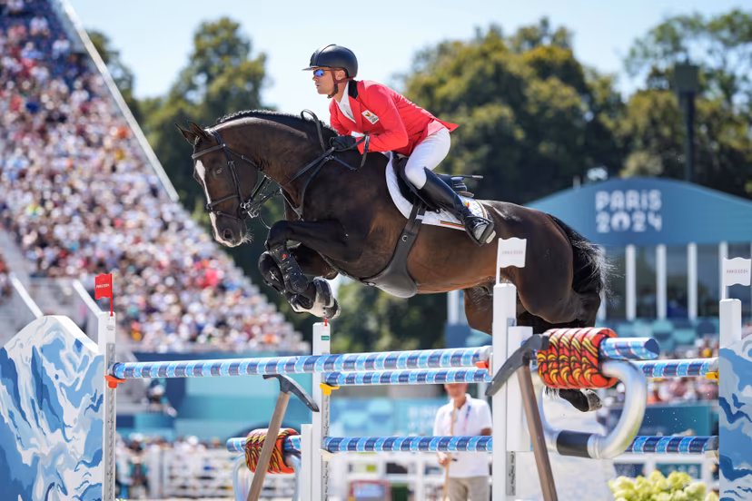 Jerome GUERY riding QUEL HOMME DE HUS during the Equestrian - Paris Olympic Games 2024 - Day 10 at Chateau de Versailles on August 5, 2024 in Versailles, France. (Photo by Pierre Costabadie/Icon Sport) - BENELUX ONLY