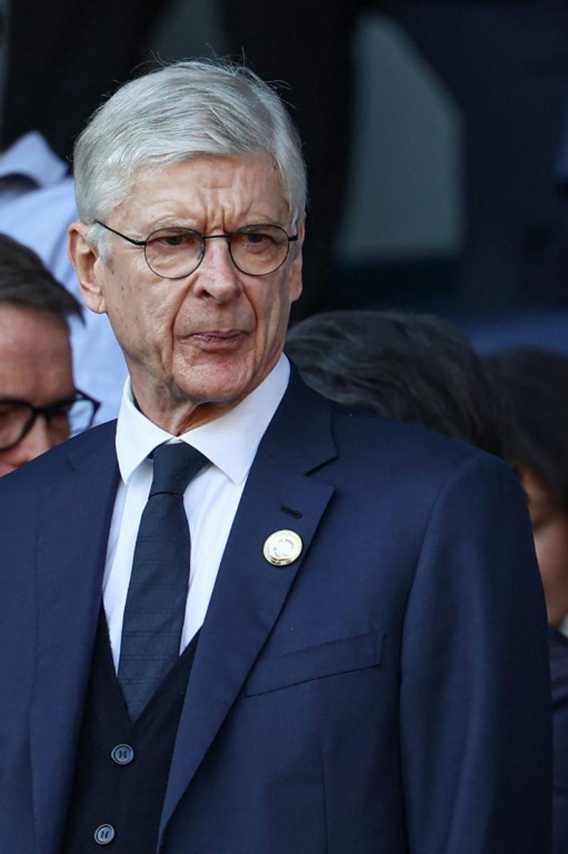 FIFA's Chief of Global Football Development and French former football coach Arsene Wenger attends the French L1 football match between Paris Saint-Germain (PSG) and SCO Angers at The Parc des Princes Stadium in Paris on April 5, 2025. FRANCK FIFE / AFP