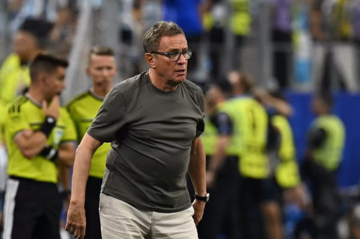Austria's German head coach Ralf Rangnick reacts during the 2026 World Cup Group J football match between Argentina and Austria at the Dallas Stadium in Arlington on June 22, 2026. Paul ELLIS / AFP