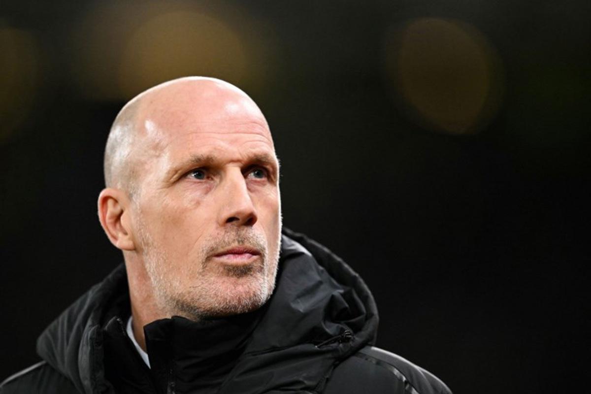 Rangers Belgian manager Philippe Clement reacts during the UEFA Europa league football match between Manchester United and Glasgow Rangers at Old Trafford stadium in Manchester, north west England, on January 23, 2025. Oli SCARFF / AFP