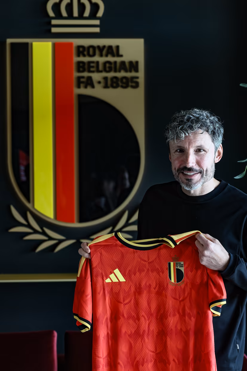 Belgium's head coach Mark van Bommel poses for the photographer during a press conference of Belgian national soccer team Red Devils to present their new head coach , on Friday 7 August 2026, at the RBFA headquarters in Tubize. BELGA PHOTO BRUNO FAHY