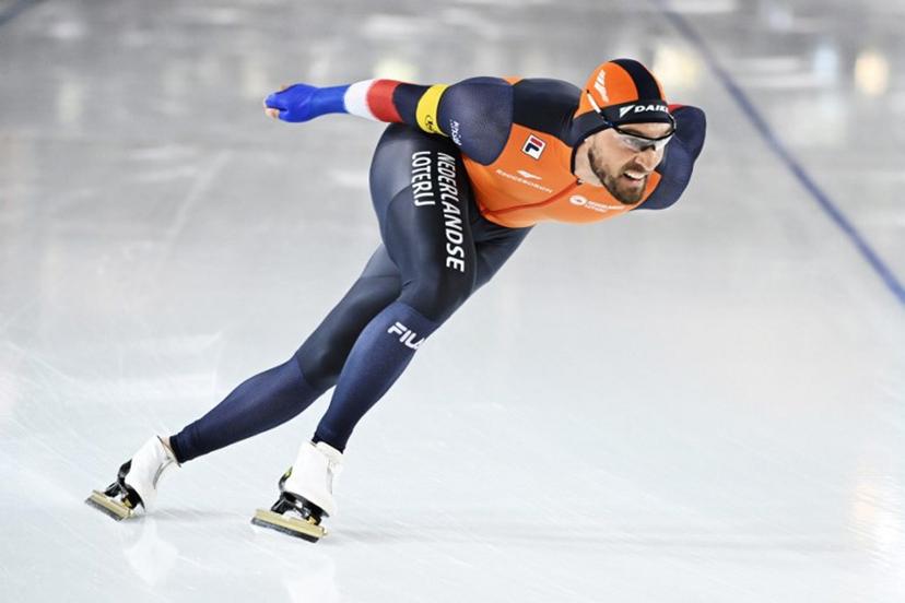 Gold medal Netherland's Kjeld Nuis competes during the 1000m Division A of the ISU World Cup Speed Skating in Var Energi Arena Sormarka in Stavanger, Norway, on December 1, 2023. Carina Johansen / NTB / AFP
