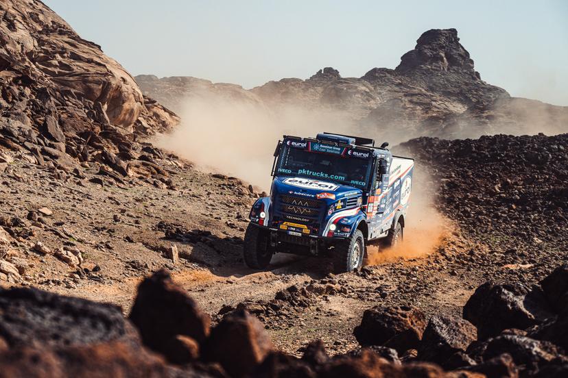 ATTENTION EDITORS - HAND OUT PICTURES - EDITORIAL USE ONLY - MANDATORY CREDIT: Eurol Rallysport Hand out picture released by Eric Dupain shows Martin Van Den Brink, Peter Willemsen, Rijk Mouw during stage 1 of the 2026 Dakar rally race in Yanbu, Saoudi Arabia on Sunday 04 January 2026. *** Belga and Belga Editorial Board decline all responsibility regarding the content of this picture. *** BELGA PHOTO HAND OUT EUROL RALLYSPORT