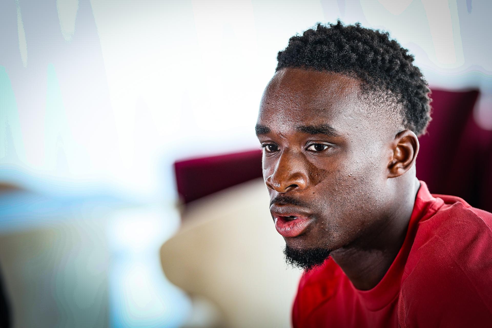 Belgium's Mandela Keita talks to the press during a press conference of the Red Devils, the Belgian national soccer team, at the national training center in Tubize, Wednesday 23 September 2026. The team is preparing for fixtures in the UEFA Nations League competition. BELGA PHOTO BRUNO FAHY