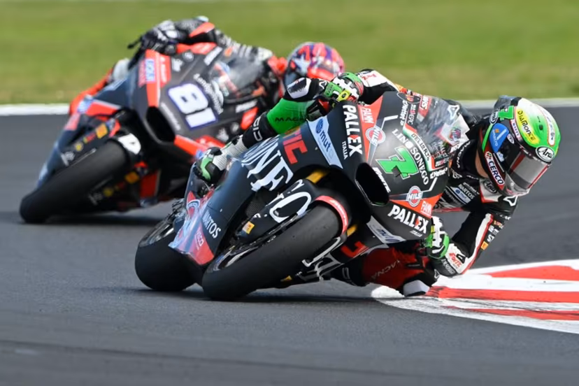 Fantic Racing Lino Sonego team's Belgian Moto2 rider Barry Baltus corners during the Moto2 race as part of the San Marino Moto GP at the Misano World Circuit Marco Simoncelli, in Misano Adriatico, northern Italy, on September 14, 2025. Andreas SOLARO / AFP