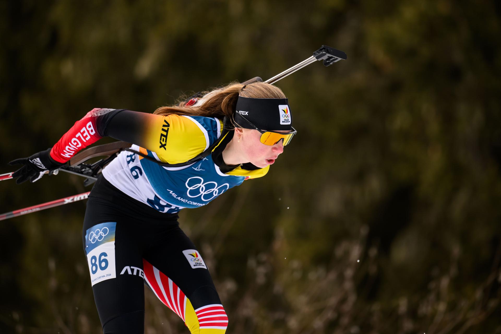 260211 Eve Bouvard of Belgium competes in women's biathlon 15 km individual during day 5 of the 2026 Winter Olympics on February 11, 2026 in Anterselva. Photo: Mathias Bergeld / BILDBYRÅN / kod MB / JM0789 skidskytte biathlon skiskyting olympic games olympics winter olympics os ol olympiska spel vinter-os olympiske leker milano cortina 2026 milan cortina 2026 milano cortina 2026 olympic games milano cortina 2026 winter olympic games milano cortina-os milano cortina-ol vinter-ol 5 bbeng individual 15 km dam women kvinner *** BENELUX ONLY ***