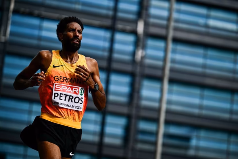 Germany's Amanal Petros competes in the men's marathon during the European Athletics Championships in Birmingham on August 16, 2026. Ben STANSALL / POOL / AFP