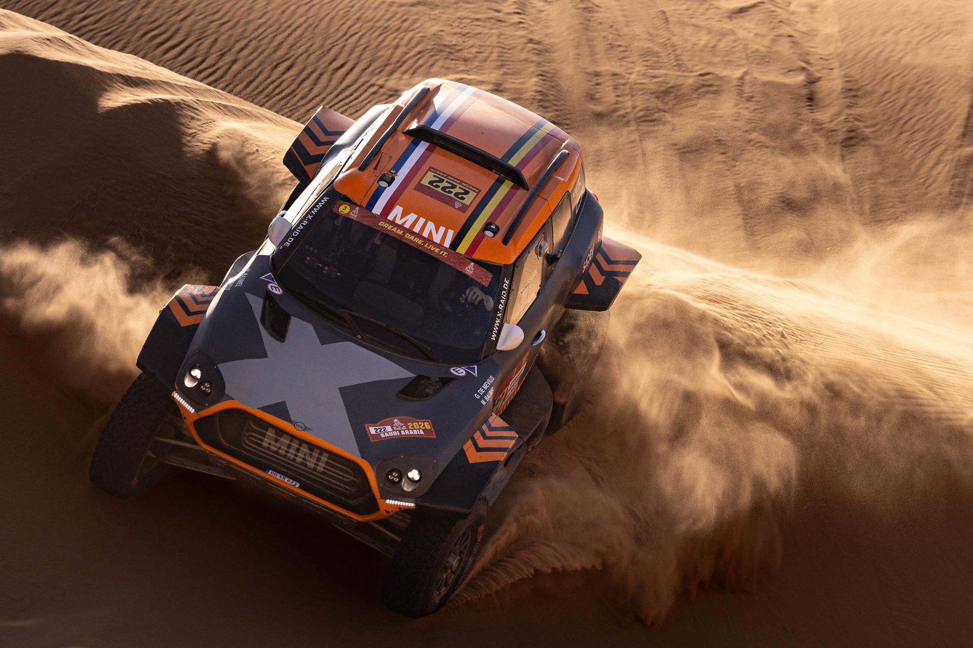 ATTENTION EDITORS - HAND OUT PICTURES - EDITORIAL USE ONLY - MANDATORY CREDIT: 'SIMON BAUCHAU' Hand out picture released by Eric Dupain shows Guillaume de Mevius and Mathieu Baumel during stage 9 of the 2026 Dakar rally race in Wadi ad-Dawasir, Saudi Arabia on Tuesday 13 January 2026. *** Belga and Belga Editorial Board decline all responsibility regarding the content of this picture. *** PHOTO HAND OUT - SIMON BAUCHAU