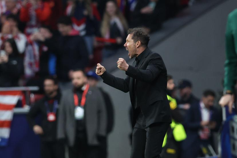 Atletico Madrid's head coach Diego Simeone celebrates during a soccer game between Spanish team Atletico Madrid and Belgian Club Brugge, in Madrid, on Tuesday 24 February 2026, the return leg game in the Knockout phase play-offs of the UEFA Champions League tournament. BELGA PHOTO BRUNO FAHY