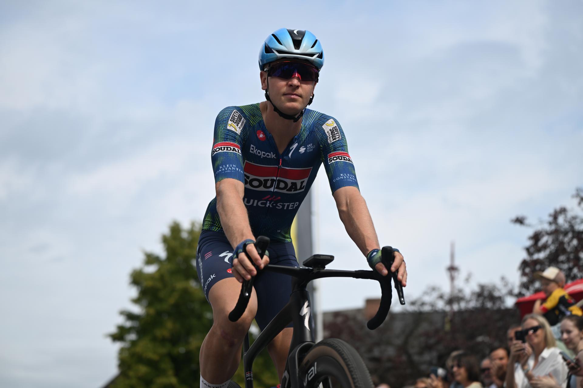 Belgian Tim Merlier of Soudal Quick-Step pictured at the elite race at the Belgian Gravel Championships, Sunday 16 August 2026 in Grobbendonk. BELGA PHOTO ELIAS ROM