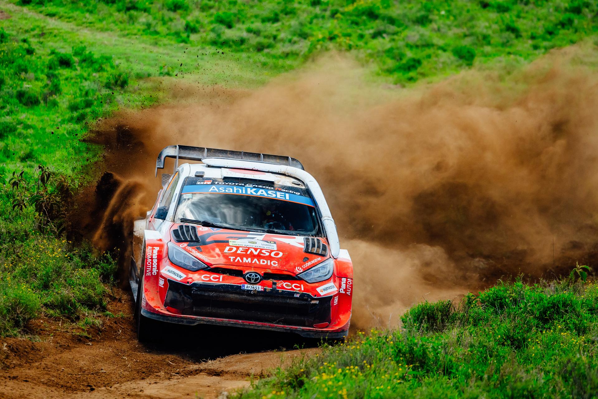 ATTENTION EDITORS - HANDOUT PICTURES - EDITORIAL USE ONLY - MANDATORY CREDIT 'TOYOTA GAZOO RACING' This handout picture distributed on Saturday 14 March 2026 by Toyota Gazoo Racing shows Takamoto Katsuta and Aaron Johnston during stage 3 of the Safari Rally, stage 3 of the WRC 2026, in Naivasha, Kenya. Belga and Belga editorial board decline all responsability regarding the content of this picture. PHOTO HANDOUT TOYOTA GAZOO RACING